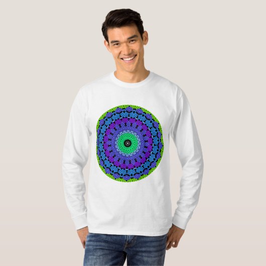 Levendige cirkelmotieven Kleurrijke gestippelde pa T-shirt (Voorkant volledig)