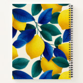 Levendige citroen & Blauwe bladeren Waterverf Patr Notitieboek (Achterkant)