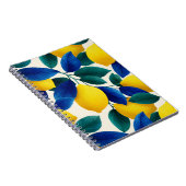 Levendige citroen & Blauwe bladeren Waterverf Patr Notitieboek (Rechterzijde)