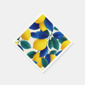 Levendige citroen & Blauwe bladeren Waterverf Patr Servet (Hoek)