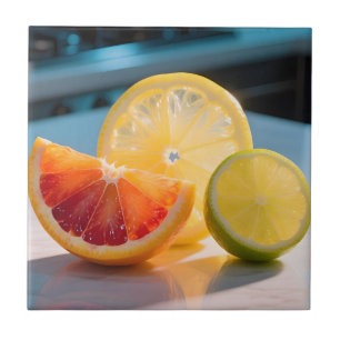 Levendige Citroen Sneden Grapefruit Citroen Limoen Tegeltje