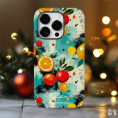 Levendige Citrus & Berry Patroon op Aqua achtergro Case-Mate iPhone Case