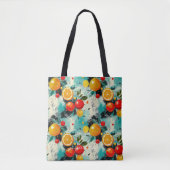Levendige Citrus en Apple thema Canvas tas Initial (Voorkant)