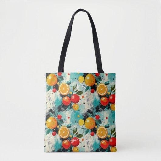 Levendige Citrus en Apple thema Canvas tas Initial (Voorkant)