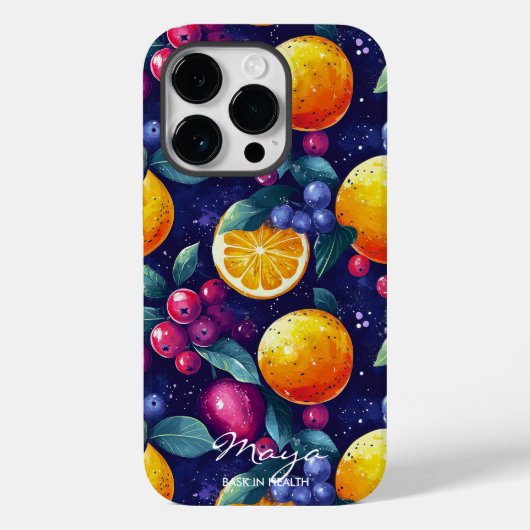 Levendige Citrus en Berry Fruit Design & Bold Dark Case-Mate iPhone Case (Achterkant)