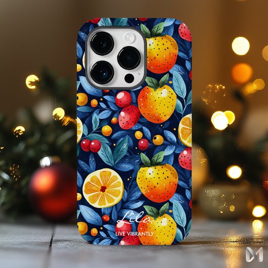 Levendige Citrus en Berry Wellness Blauw & Sinaasa Case-Mate iPhone Case