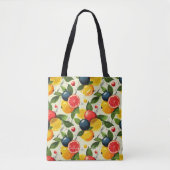 Levendige citrus en bes & gepersonaliseerde initia tote bag (Voorkant)