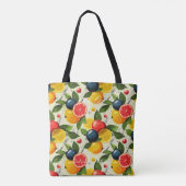 Levendige citrus en bes & gepersonaliseerde initia tote bag (Achterkant)