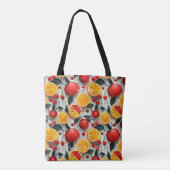 Levendige Citrus en Cherry Fruit Patroon & Initial Tote Bag (Achterkant)