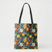 Levendige citrus en witte bloesems met Initialen Tote Bag (Voorkant)