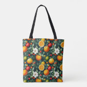 Levendige citrus en witte bloesems met Initialen Tote Bag (Achterkant)