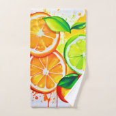 Levendige Citrus Fruit Splash Art Bad Handdoek (Handdoek)