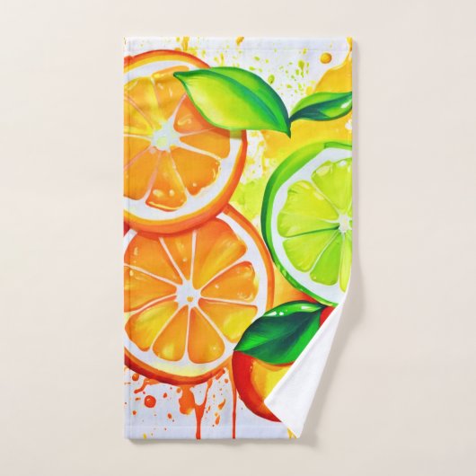 Levendige Citrus Fruit Splash Art Bad Handdoek (Handdoek)