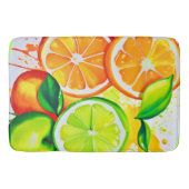 Levendige Citrus Fruit Splash Art Badmat (Voorkant)