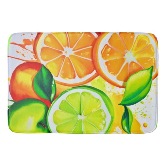 Levendige Citrus Fruit Splash Art Badmat (Voorkant)