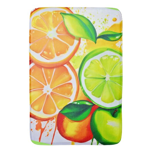 Levendige Citrus Fruit Splash Art Badmat (Voorkant Verticaal)