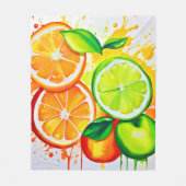 Levendige Citrus Fruit Splash Art Fleece Deken (Voorkant)