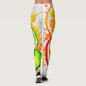 Levendige Citrus Fruit Splash Art Leggings (Achterkant)