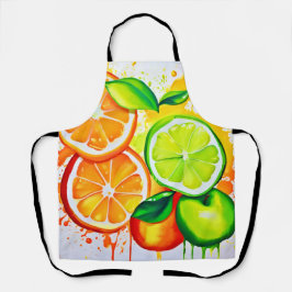 Levendige Citrus Fruit Splash Art Schort