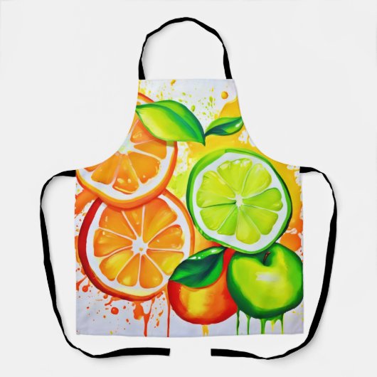 Levendige Citrus Fruit Splash Art Schort (Voorkant)