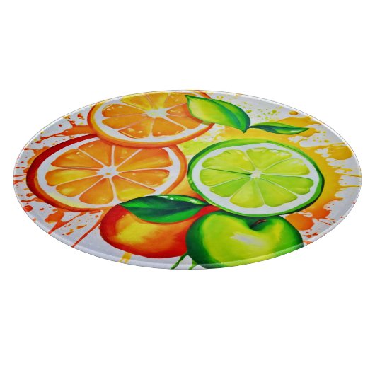 Levendige Citrus Fruit Splash Art Snijplank (Hoek)
