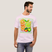 Levendige Citrus Fruit Splash Art T-shirt (Voorkant volledig)