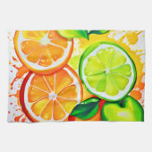Levendige Citrus Fruit Splash Art Theedoek (Horizontaal)