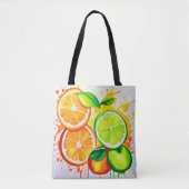 Levendige Citrus Fruit Splash Art Tote Bag (Voorkant)