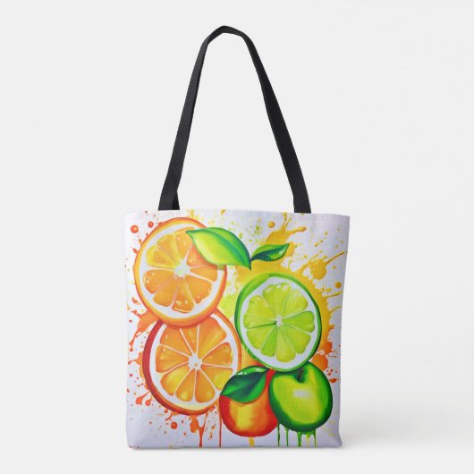 Levendige Citrus Fruit Splash Art Tote Bag (Achterkant)