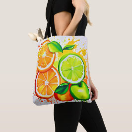 Levendige Citrus Fruit Splash Art Tote Bag