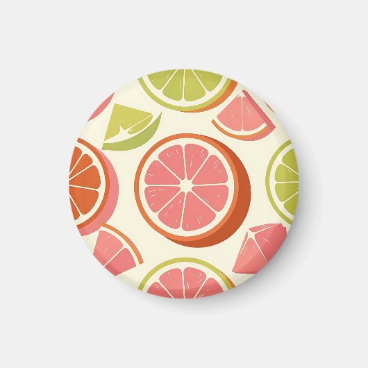 Levendige citrus grapefruit sinaasappel limoenschi magneet (Voorkant)