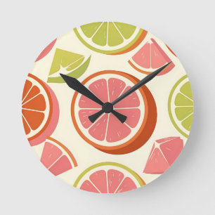 Levendige citrus grapefruit sinaasappel limoenschi ronde klok