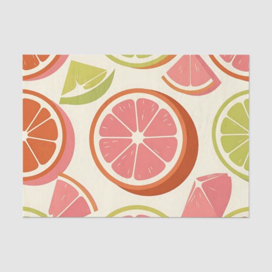 Levendige citrus grapefruit sinaasappel limoenschi tissuepapier (Voorkant)