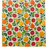 Levendige Citrus, Peren en bladeren Patroon Douchegordijn (Voorkant)