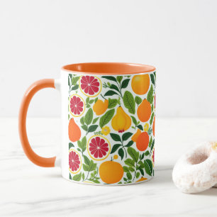 Levendige Citrus, Peren en bladeren Patroon Mok
