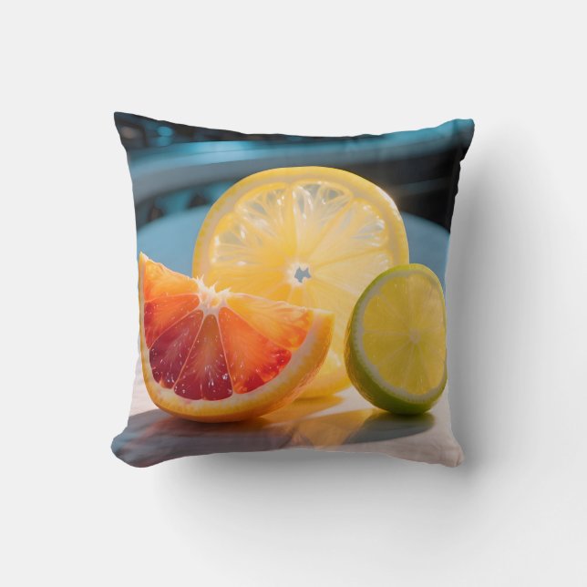 Levendige citrus schijfjes Grapefruit Citroen Limo Kussen (Voorkant)