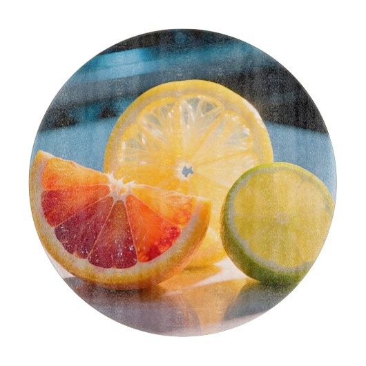 Levendige citrus schijfjes Grapefruit Citroen Limo Snijplank (Voorkant)