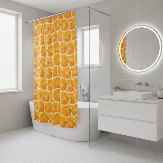 Levendige Citrus Sinaasappel Slice Douchegordijn