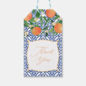 Levendige Citrus Sinaasappels Classic Blue Tegels  Cadeaulabel (Voorkant)