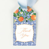 Levendige Citrus Sinaasappels Classic Blue Tegels  Cadeaulabel