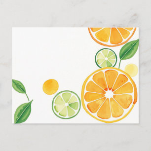 Levendige Citrus Waterverf op zacht beige Briefkaart