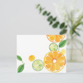 Levendige Citrus Waterverf op zacht beige Briefkaart (Staand voorkant)