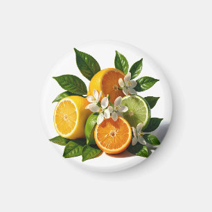 Levendige citrusvruchten bloesems realistisch magneet