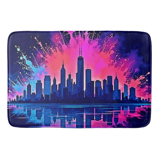 Levendige CitySplash Art Badmat (Voorkant)