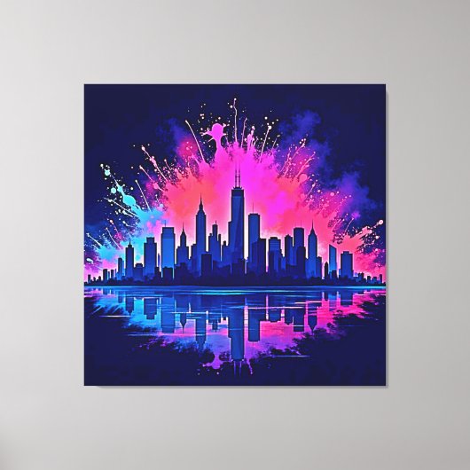 Levendige CitySplash Art Canvas Afdruk (Voorkant)