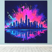 Levendige CitySplash Art Canvas Afdruk (Insitu (Houten vloer))