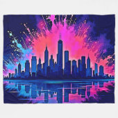 Levendige CitySplash Art Fleece Deken (Voorkant (Horizontaal))