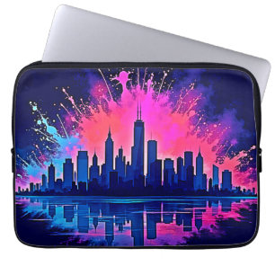 Levendige CitySplash Art Laptop Sleeve