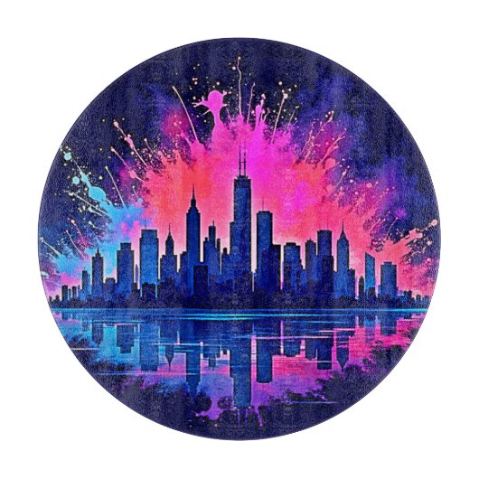 Levendige CitySplash Art Snijplank (Voorkant)