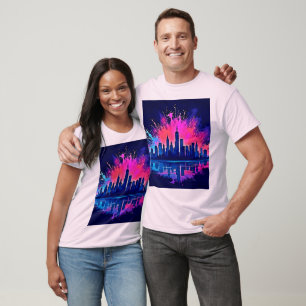 Levendige CitySplash Art T-shirt